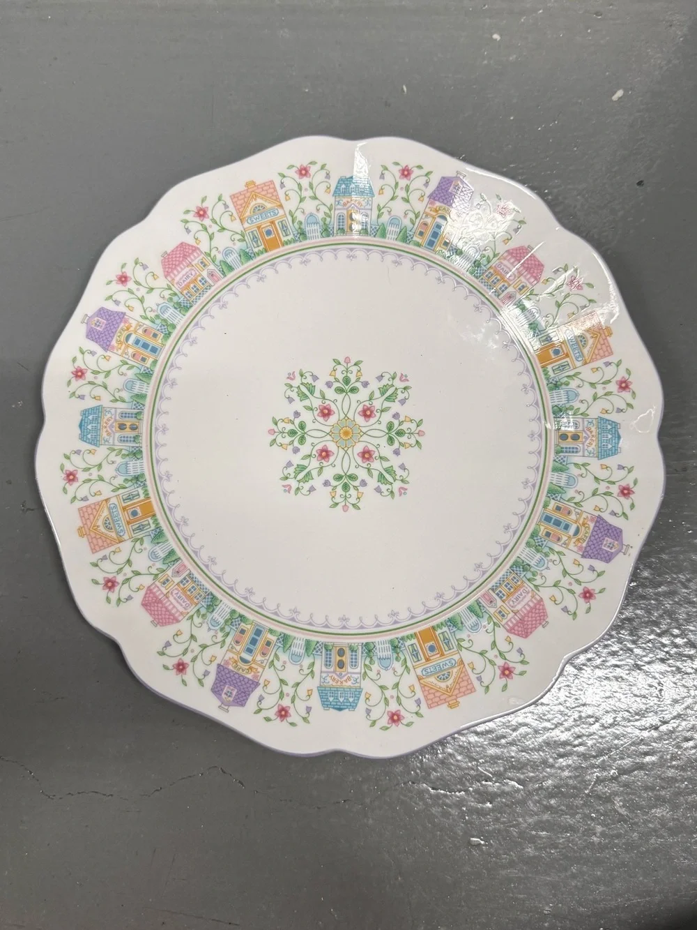 Vintage The Lenox Spice Village Cake Plate Platter 1993 Fine Porcelain Mint RARE
